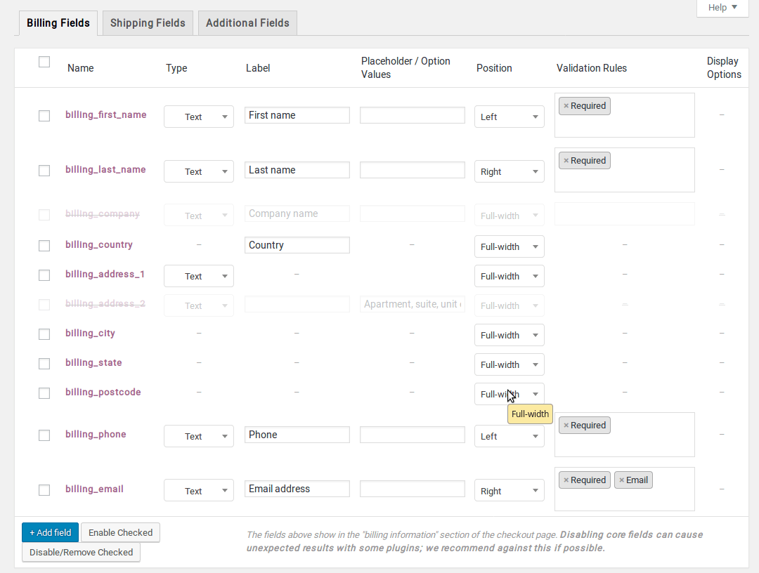 Checkout Field Editor Plugin - Plethora Themes